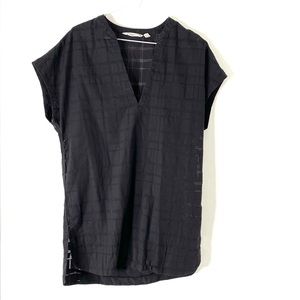 Athleta Black Windowpane Plaid Tunic Semi Sheer Cotton Blend Oversized
